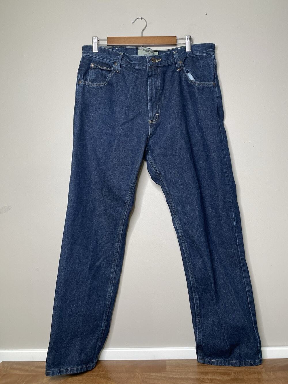 Wrangler Authentics Men’s Jeans 37x30 Dark Wash Relaxed Straight Leg Cotton